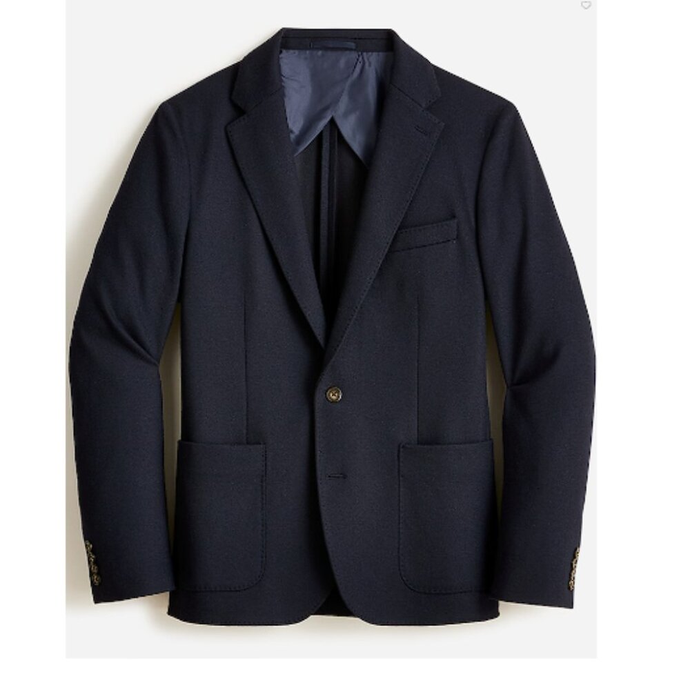J Crew Grey Slim-fit knit suit jacket in wool-cotton blend